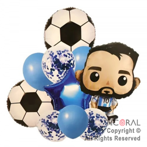SET DE GLOBOS METALIZADOS JUGADOR ARGENTINA Y LATEX CON CONFETI x 10 UNIDADES